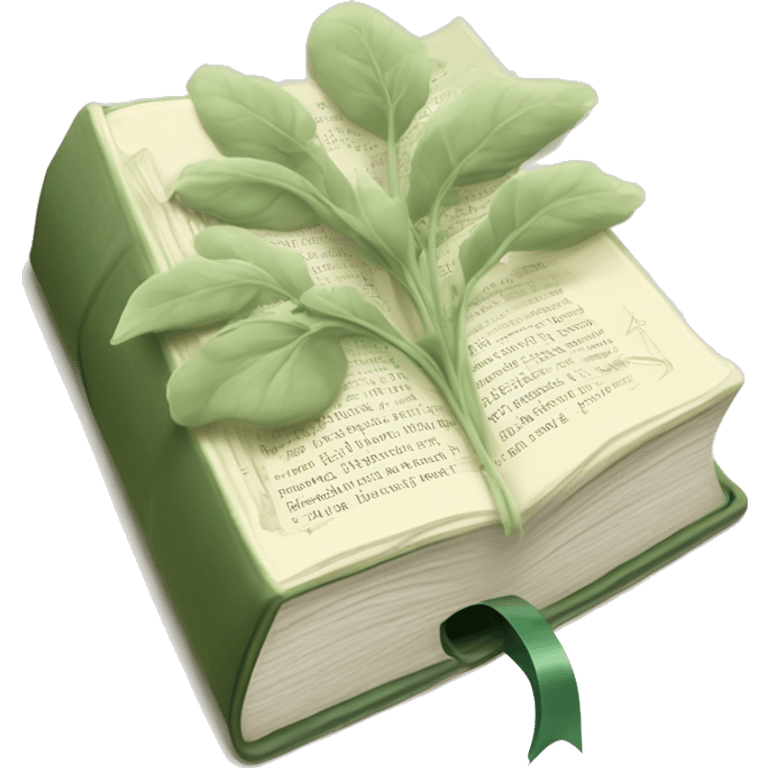 Open Light Sage green holy Bible with a light coloured gardens coming from the sides of the Bible  emoji