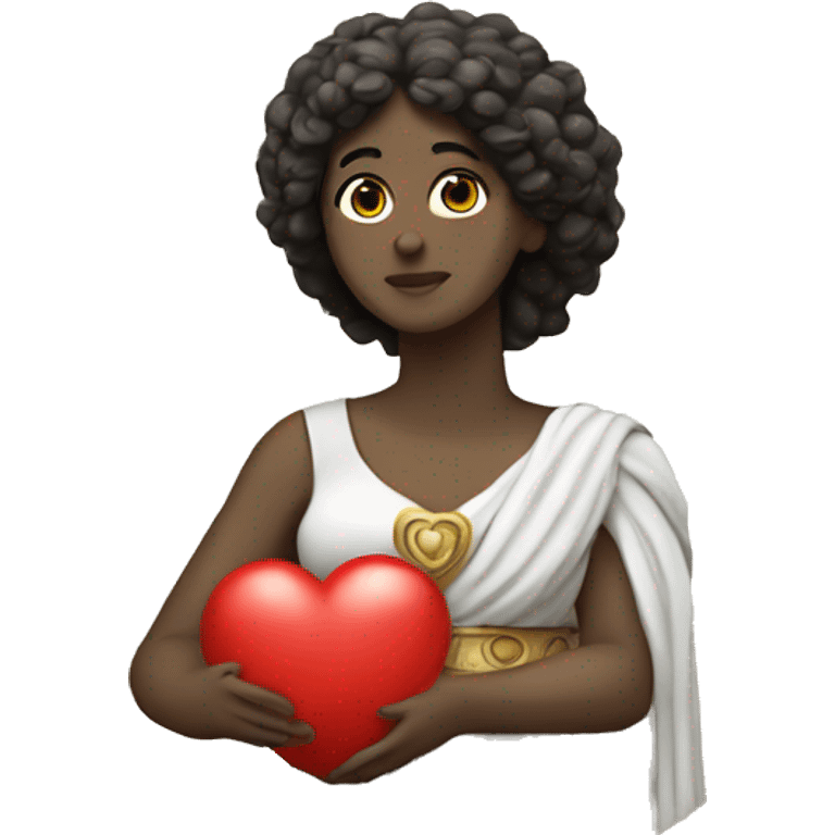 Greek Sappho holds a heart in her hand emoji