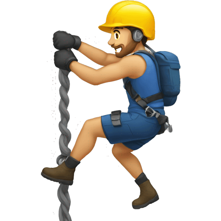 guy using a grappling hook to climb up emoji