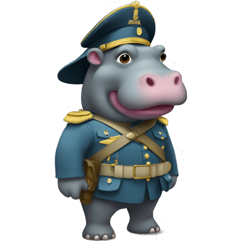 Hippo as soldier emoji