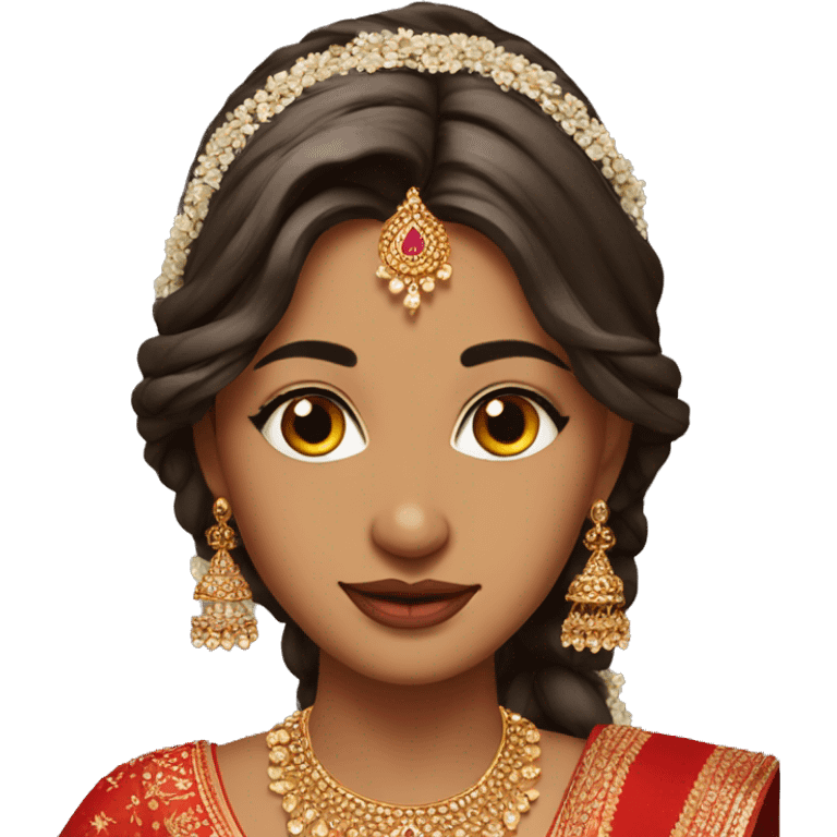 Indian bride red lehenga open hair  emoji