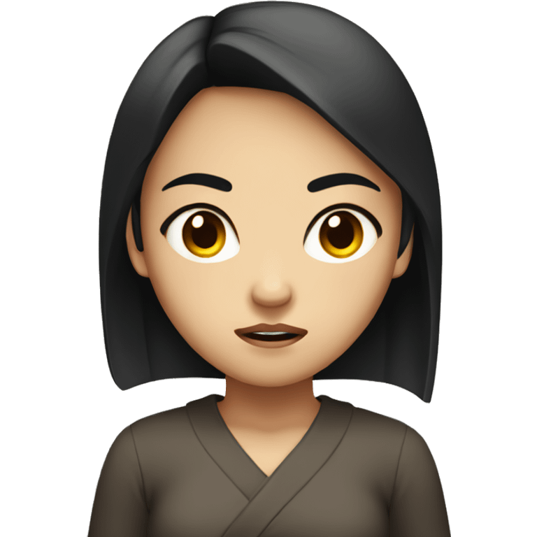 Angry black haired brown eyed Asian girl  emoji