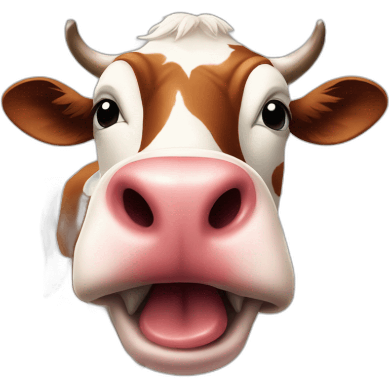 Cow licking the inside of its nostril emoji