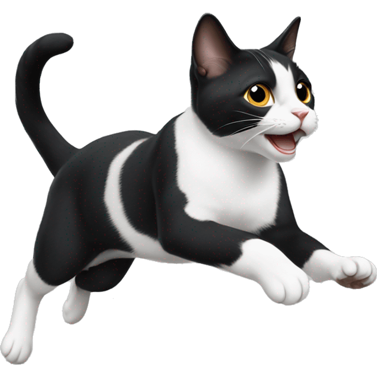 Tuxedo cat jumping  emoji