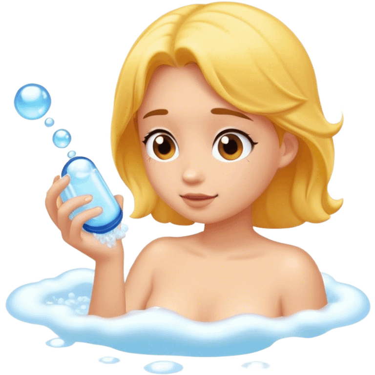 A girl takes a bubble bath emoji