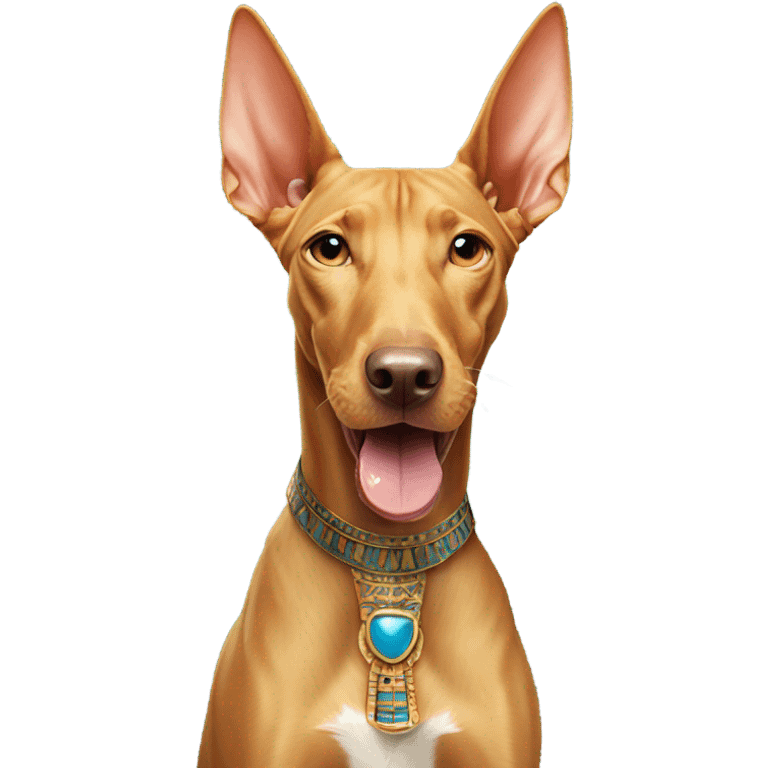 An Egyptian pharaoh hound its tongue sticking out emoji