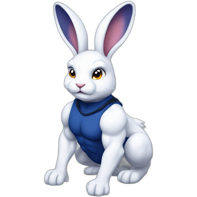 Muscular Anthro white rabbit with dark blue hair emoji