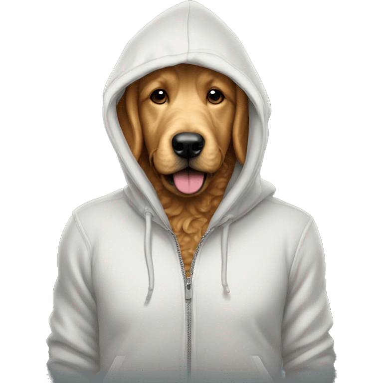 Human in hoodie with head of a hot and sexy Golden doodle   emoji