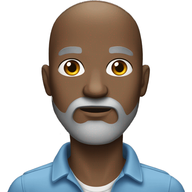 Black bald man with big grey beard concerned  emoji