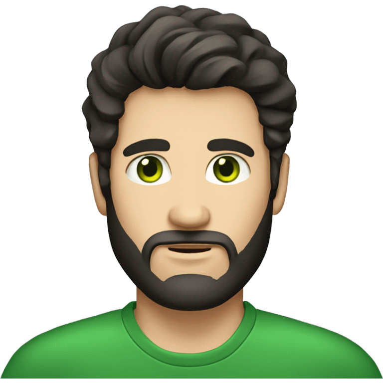 Dark hair man with beard and green eyes emoji