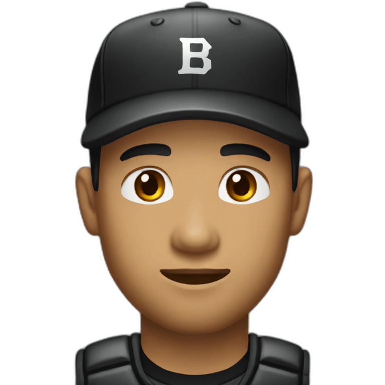 Cambodian man with a scruffy beard and high and tight fade haircut, wearing black shirt and block vest, black baseball cap emoji