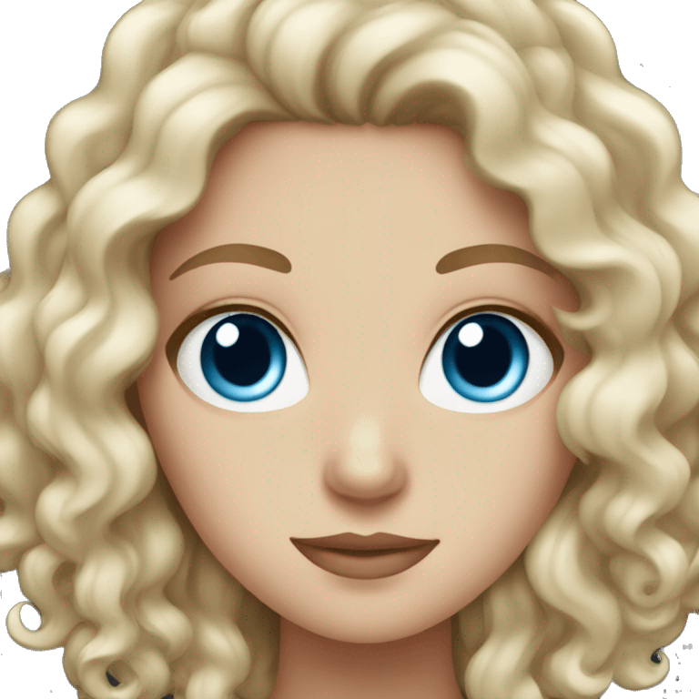 a white girl with curly hair and blue eyes emoji