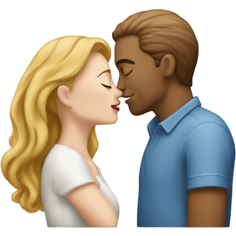 white man and white woman kissing  emoji