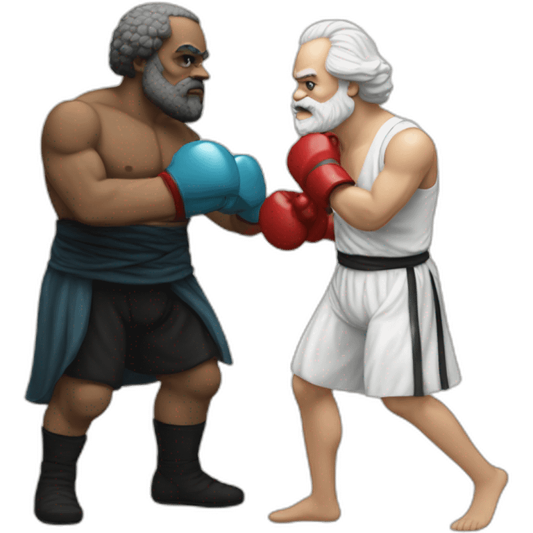 Aristotle boxing with karl Marx emoji