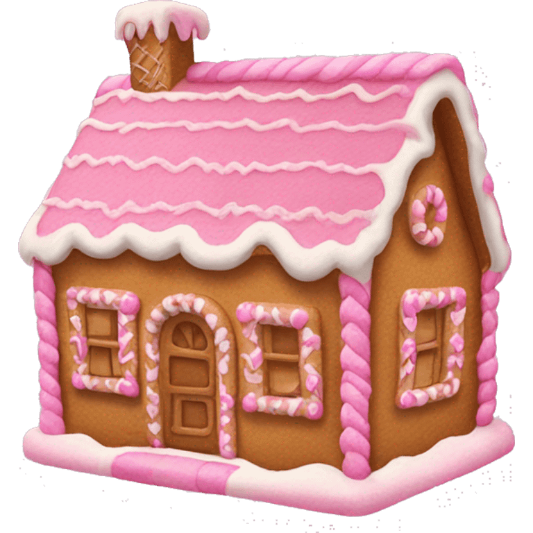 A pink gingerbread house emoji