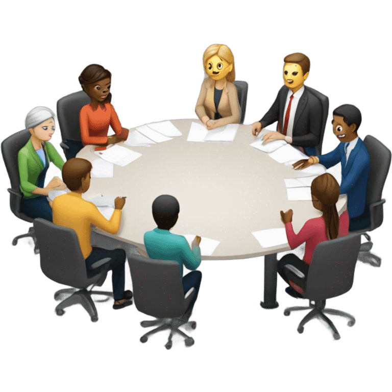 men and women work meeting at a table emoji