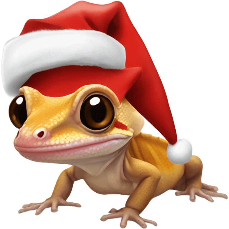 crested gecko with santa hat emoji