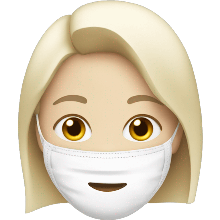 A girl with a white mask on her face emoji