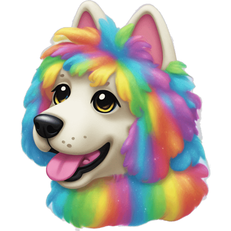 fluffy colorful rainbow glitter fur dog lisa frank emoji