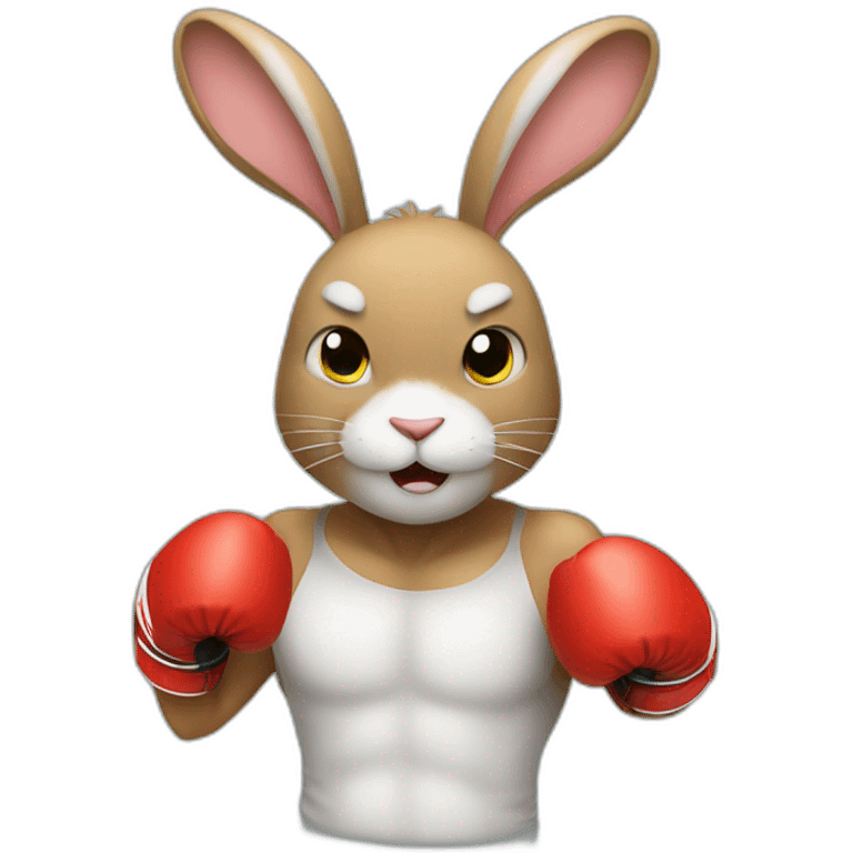 Rabbit boxing emoji