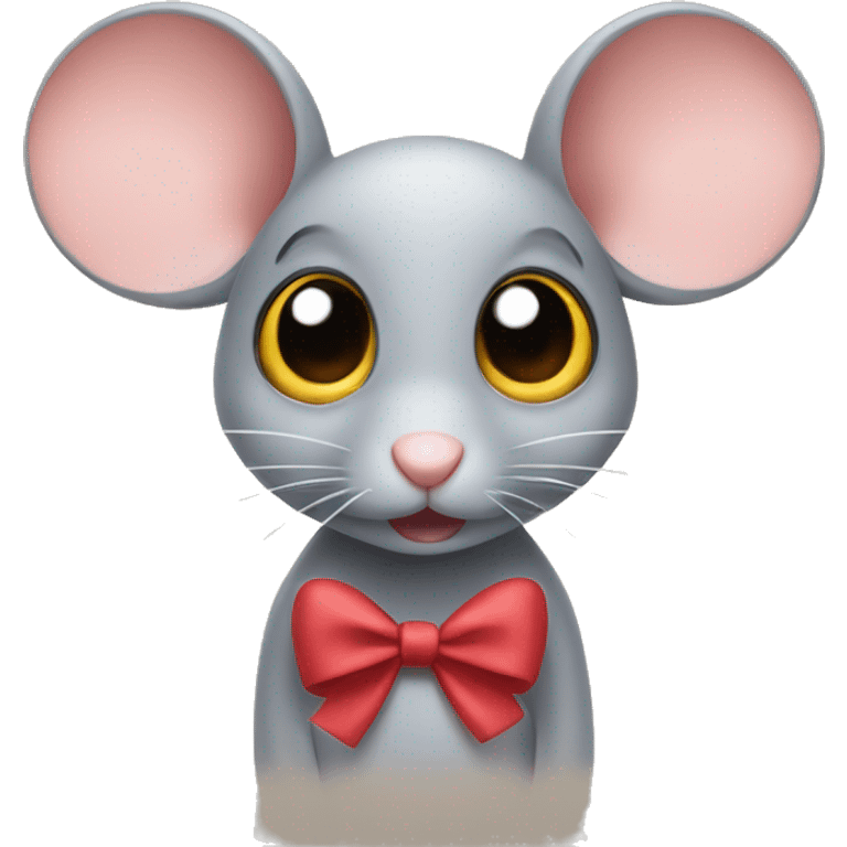 Mouse with big eyes and bows on its head emoji