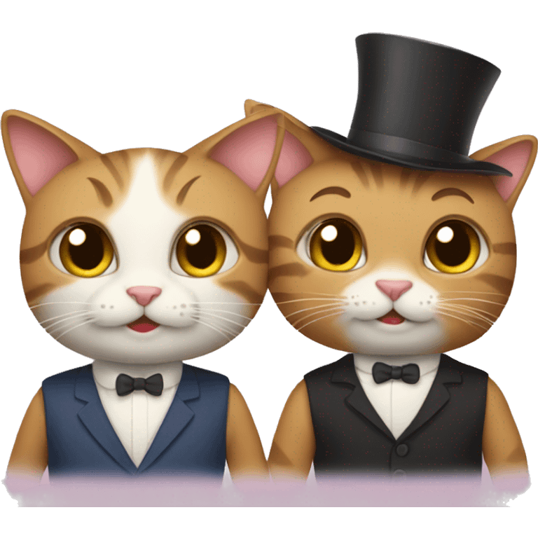 two cats dressed up for a date emoji