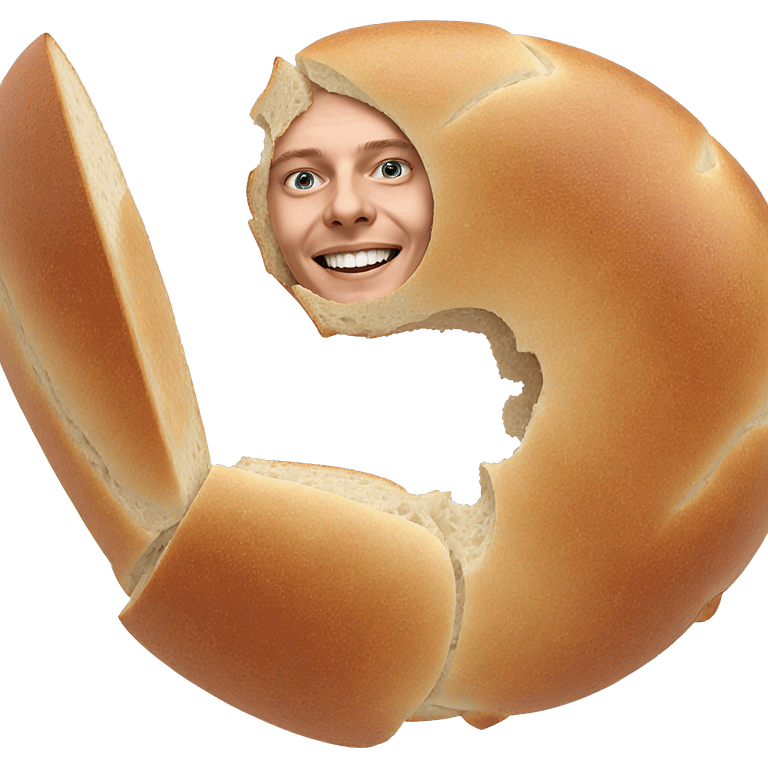 smiling bread on white background emoji