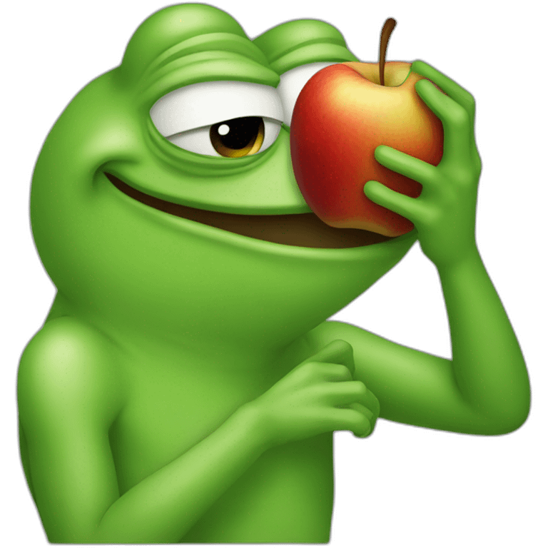 Pepe the Frog eating an apple emoji