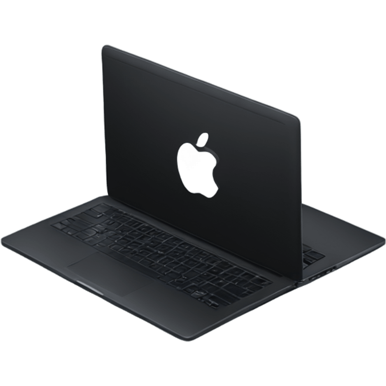 black laptop with apple logo emoji