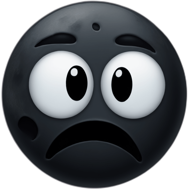 black moon face but sad emoji