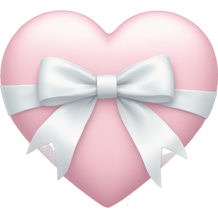 Pastel pink heart with white bow emoji