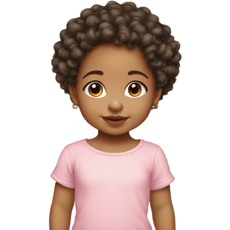 Beautiful baby toddler girl mixed race light skin curly hair wearing designer toddler clothes emoji