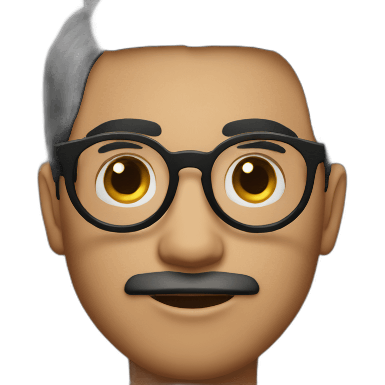 indian guy with round glasses with fair skin with straight hair with round fully circular glasses black eyes black hair emoji