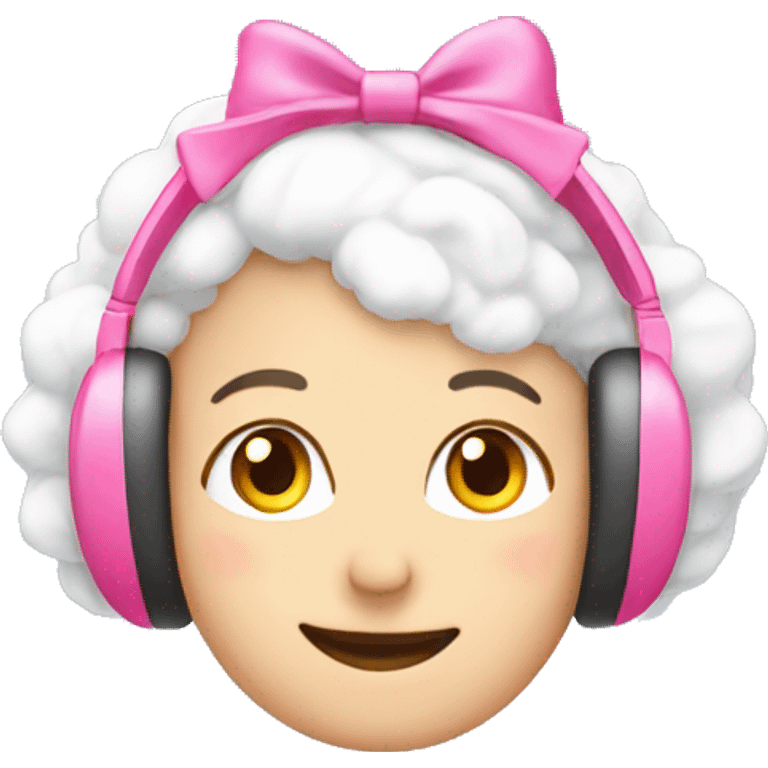 White earmuffs with pink bows  emoji