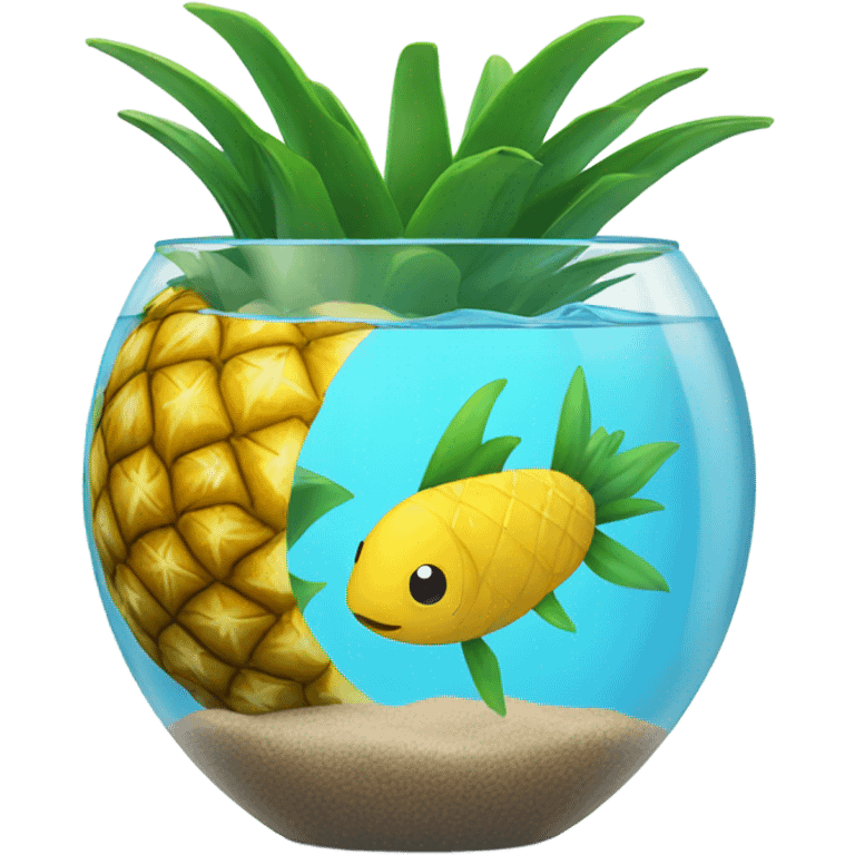 Pineapple in a fish bowl emoji