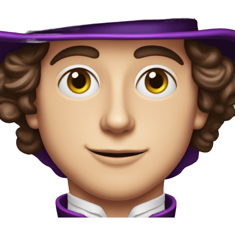 Timothée Chalamet as Willy Wonka, high cheek bones, large face, hat emoji