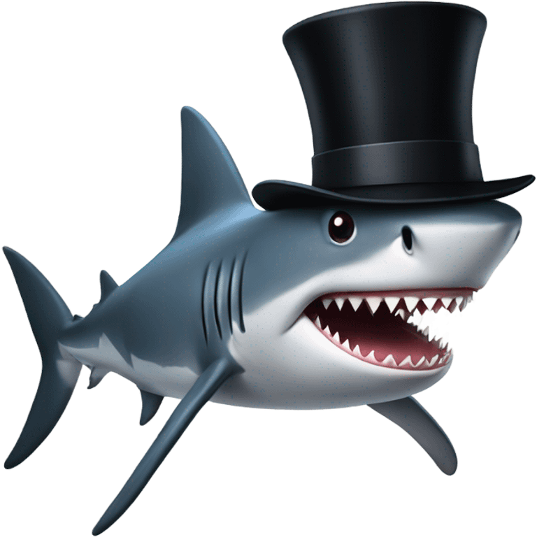 Shark with a top hat emoji