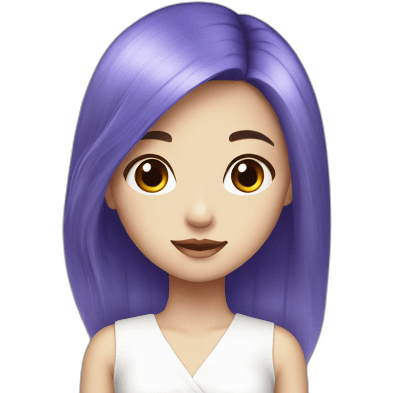 Blue purple hair white dress Asian girl emoji