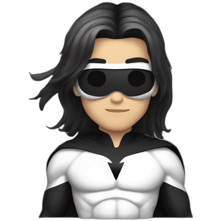 white super hero wiht black hair named "JV" emoji