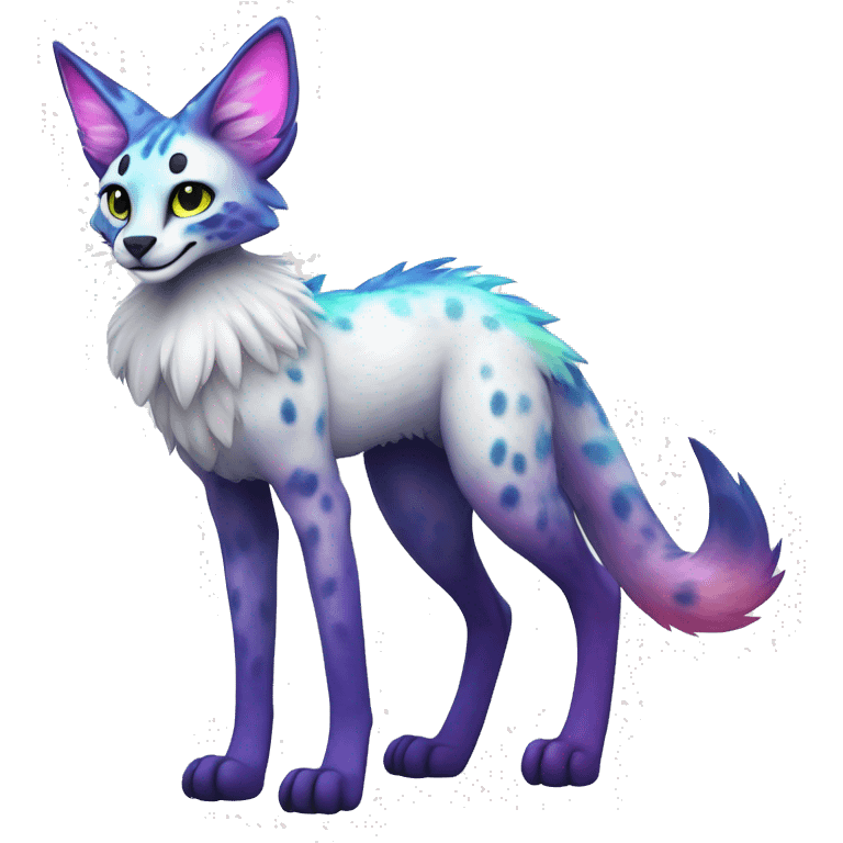 Cute Kawaii Epic Ethereal Sparkly Colorful Sergal-Serval-Vernid full body emoji