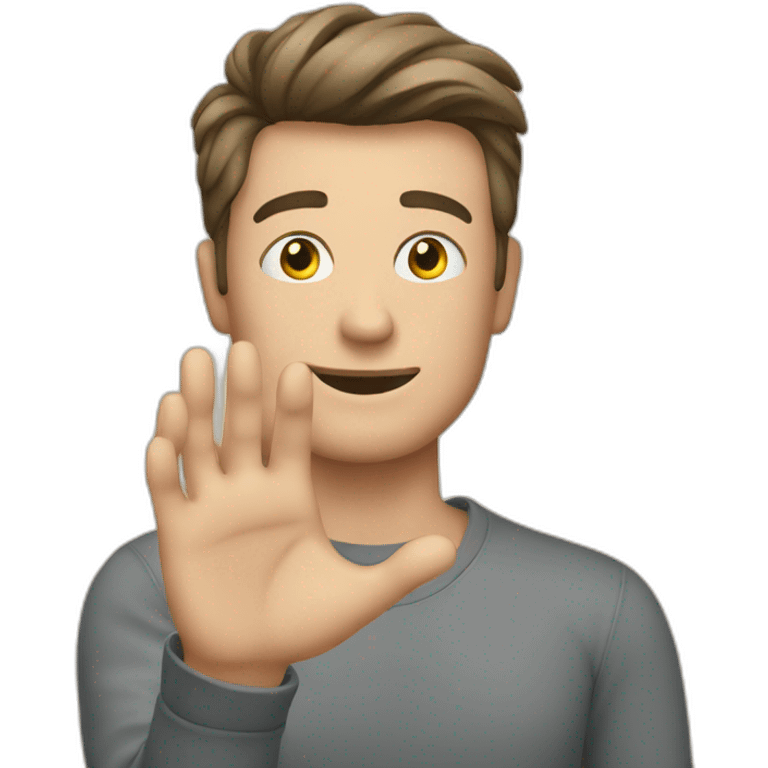 man with home wallpaper on his hand emoji