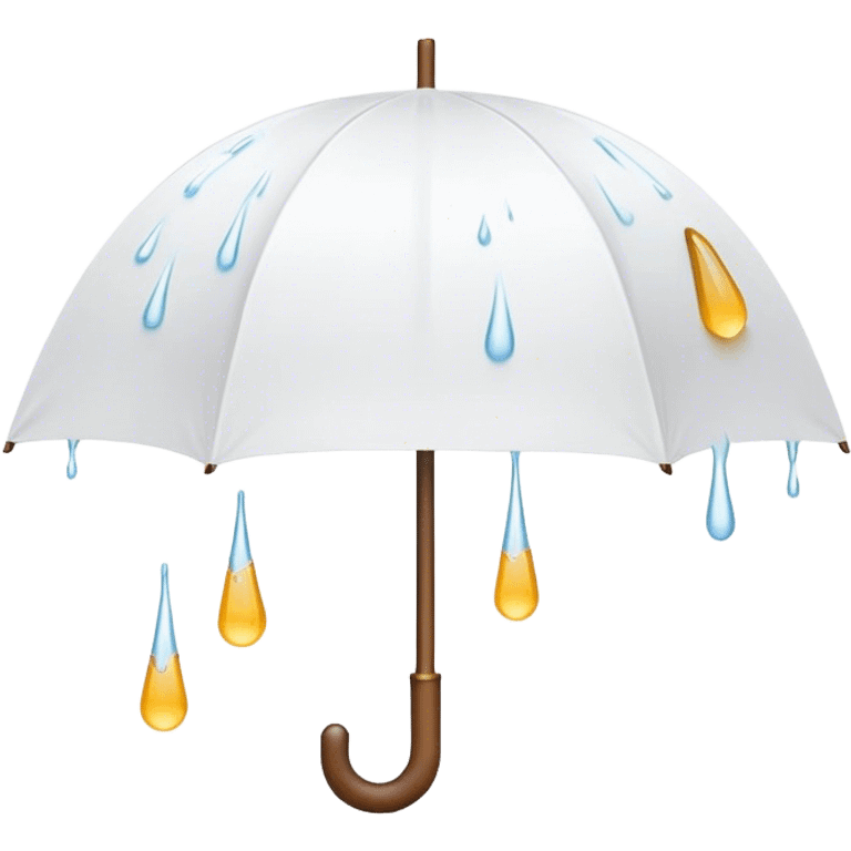 Cinematic realistic emojis in the form of a white umbrella dripping with rain emoji