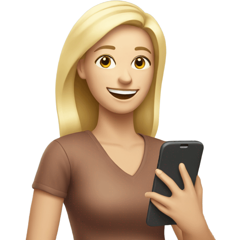 blondie woman happy with a smartphone on hands emoji