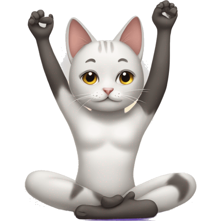 one cat doing yoga emoji