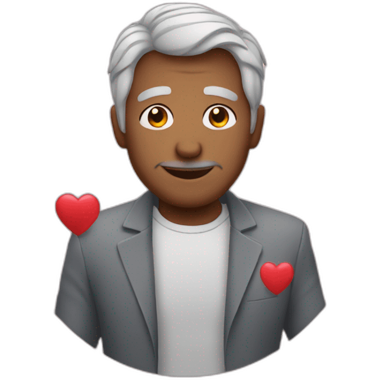 Man with gray hair no mustache giving valentine heart  emoji