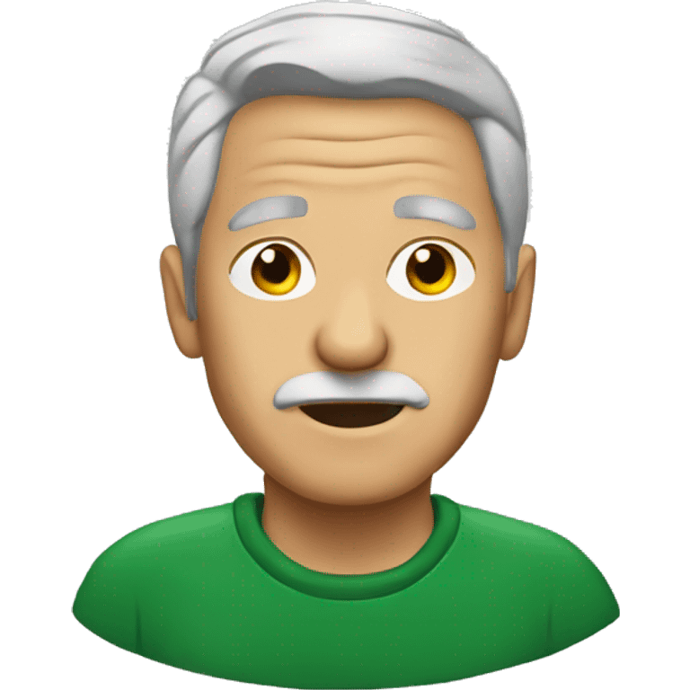 old men profile gray hair and green crewneck emoji