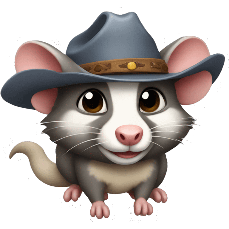 Possum wearing a cowboy hat emoji