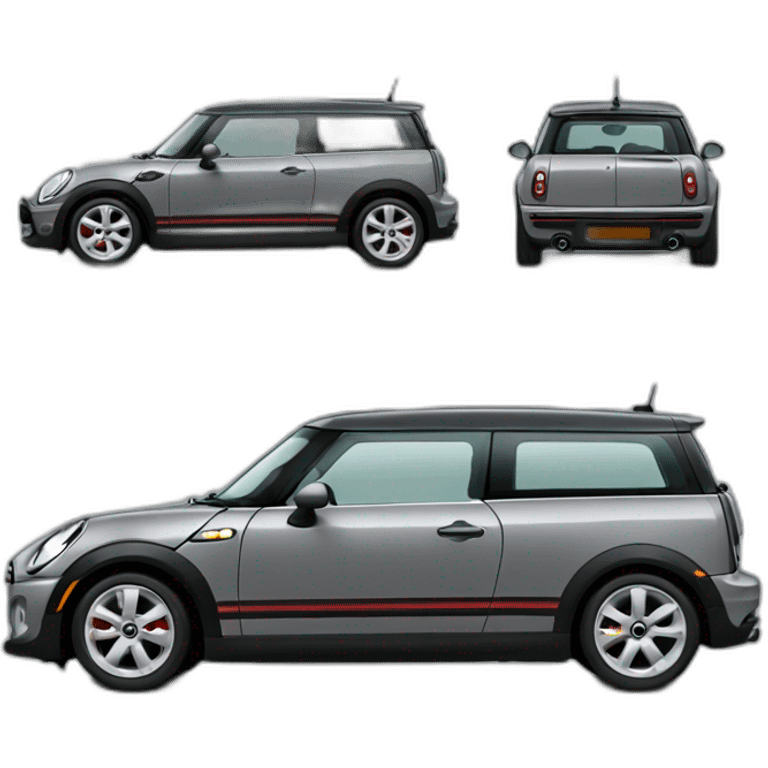 grey mini clubman with stripes and dark window emoji