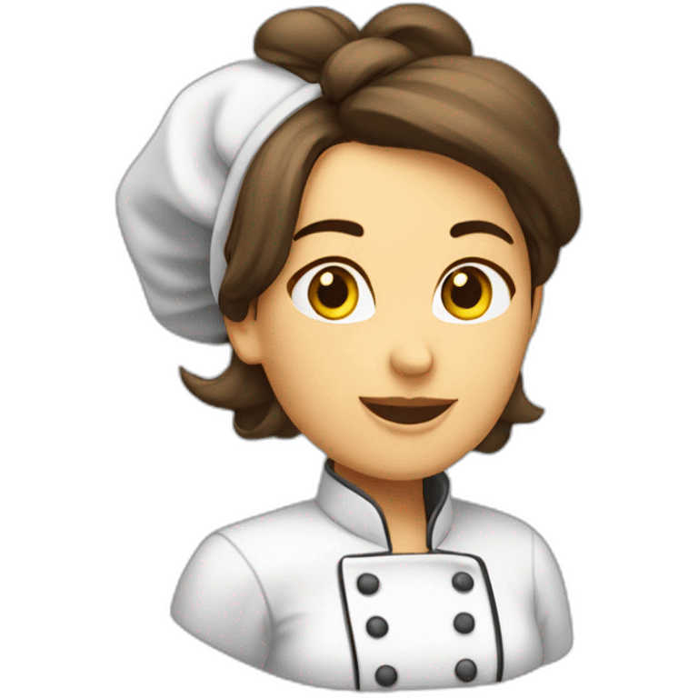 cocinera con cabello largo y gorro de chef emoji