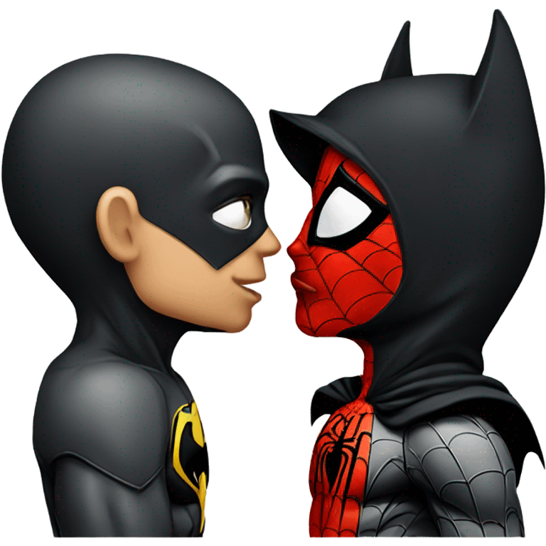 Spiderman kissing Batman emoji